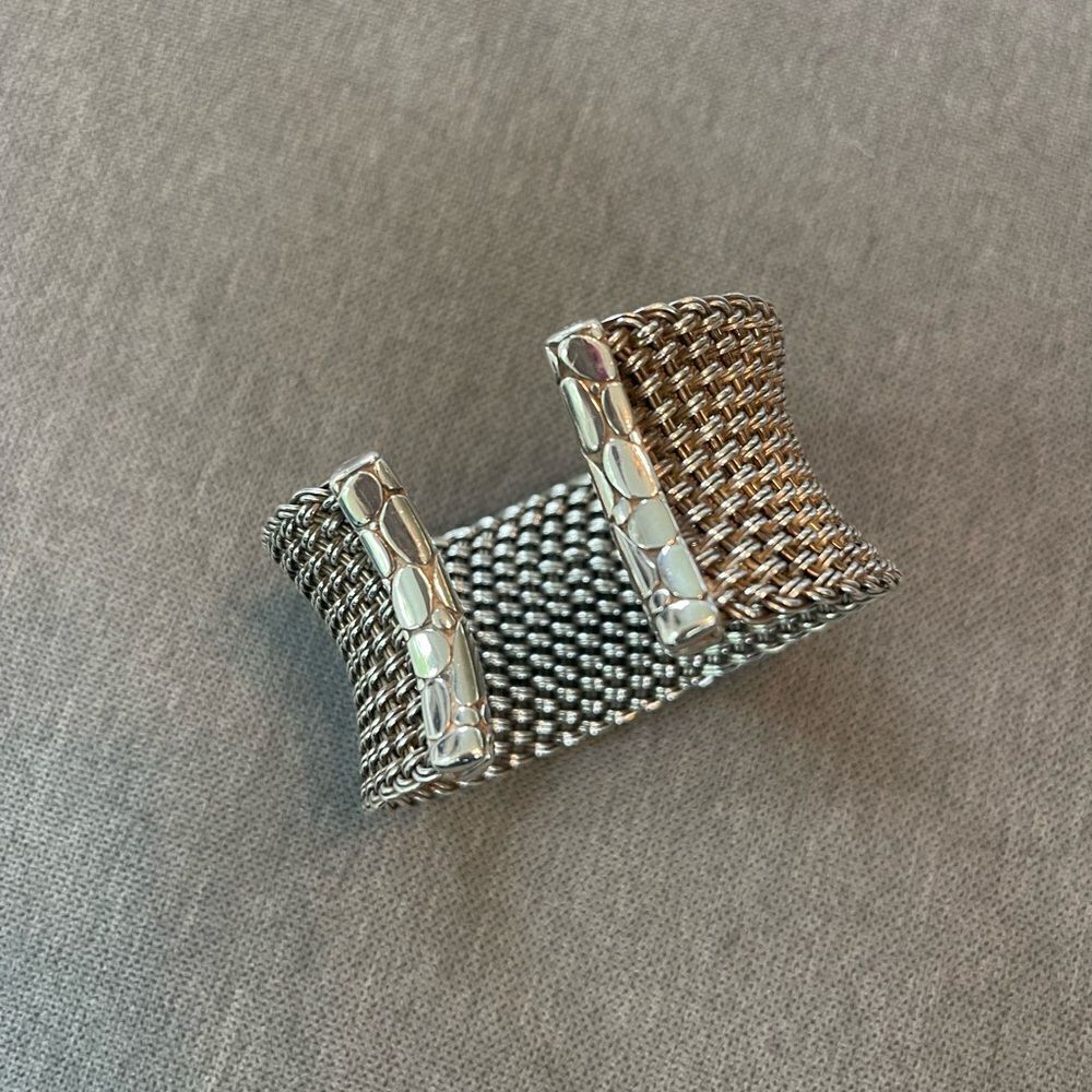 John Hardy Kali wide woven mesh bracelet SS
